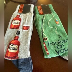Hot Sox Men's Bourbon and Fishing Theme Socks - Gray and‎ Green